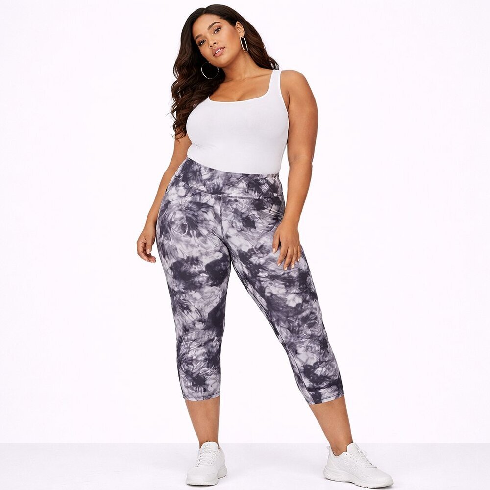 Madden NYC - women's leggings gym attire - Size: L - black/ grey/white